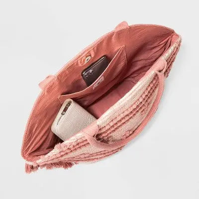 Straw Fringe Tote Handbag - Shade & Shore