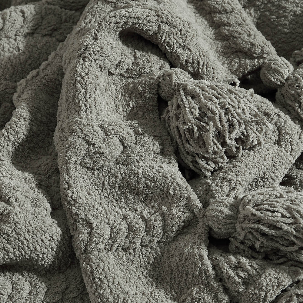 Braided Pom Pom Throw