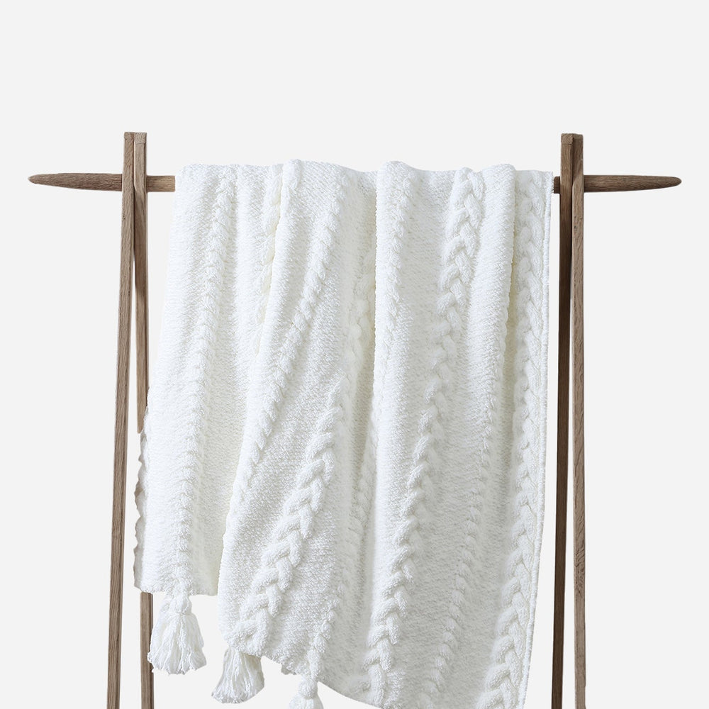 Braided Pom Pom Throw