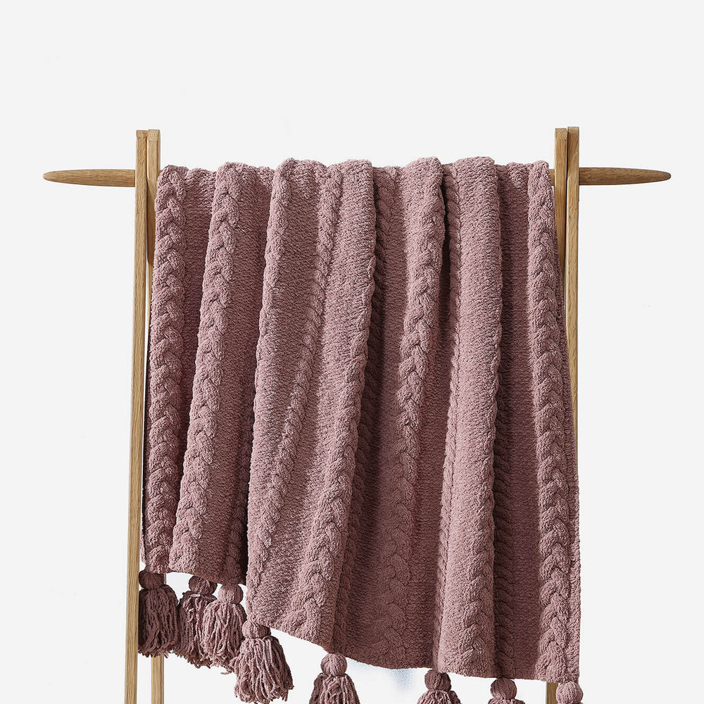 Braided Pom Pom Throw