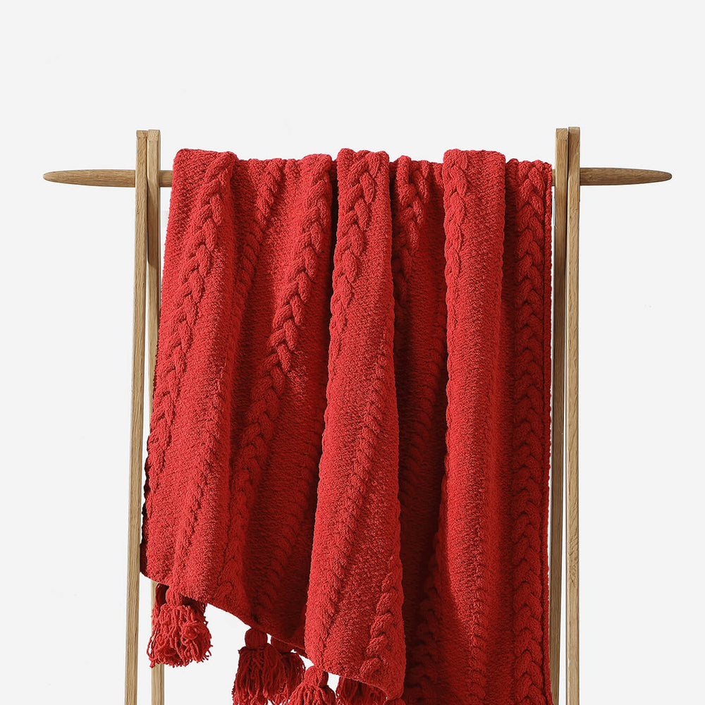Braided Pom Pom Throw