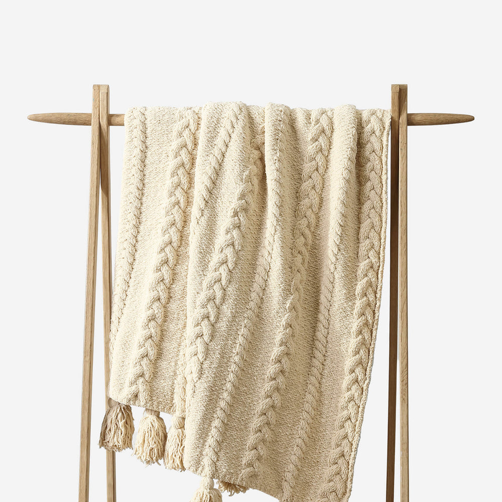Braided Pom Pom Throw