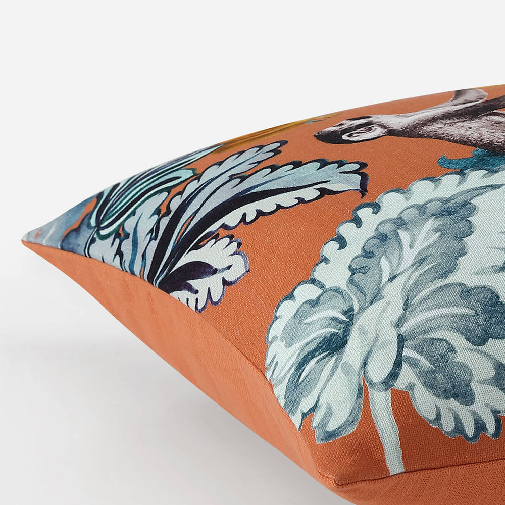 Damask Monkey Throw Pillow