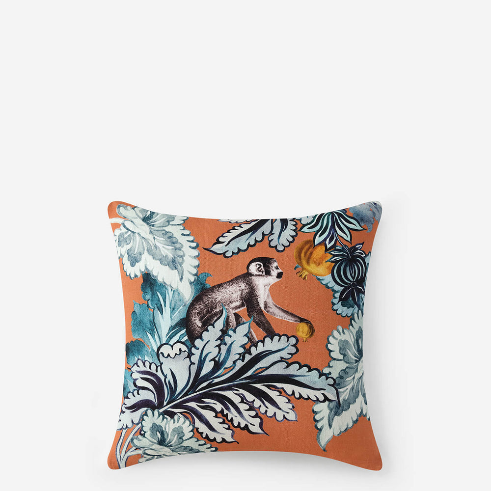 Damask Monkey Throw Pillow