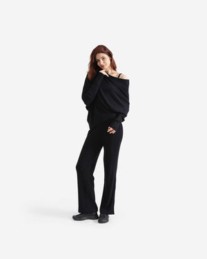 Cloud Knit Asymmetrical Long Sleeve Top
