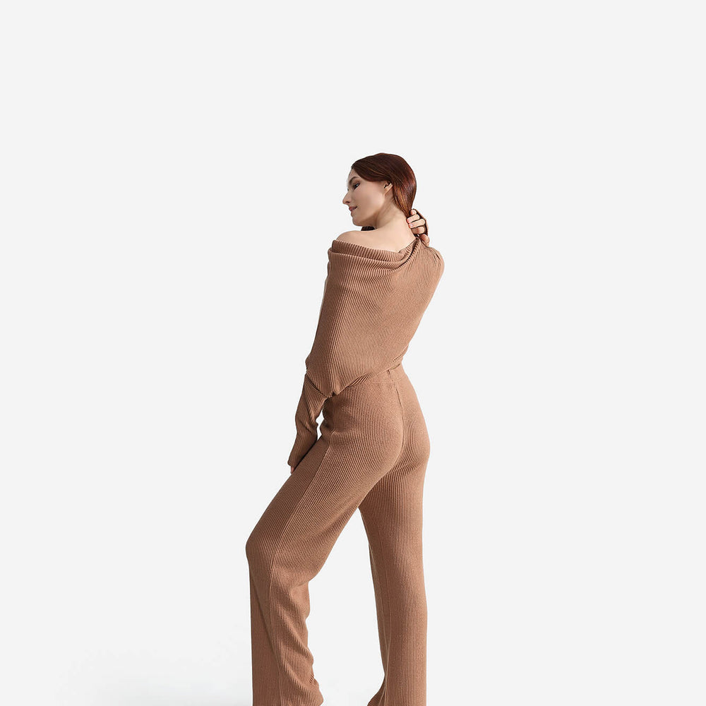 Cloud Knit Asymmetrical Long Sleeve Top