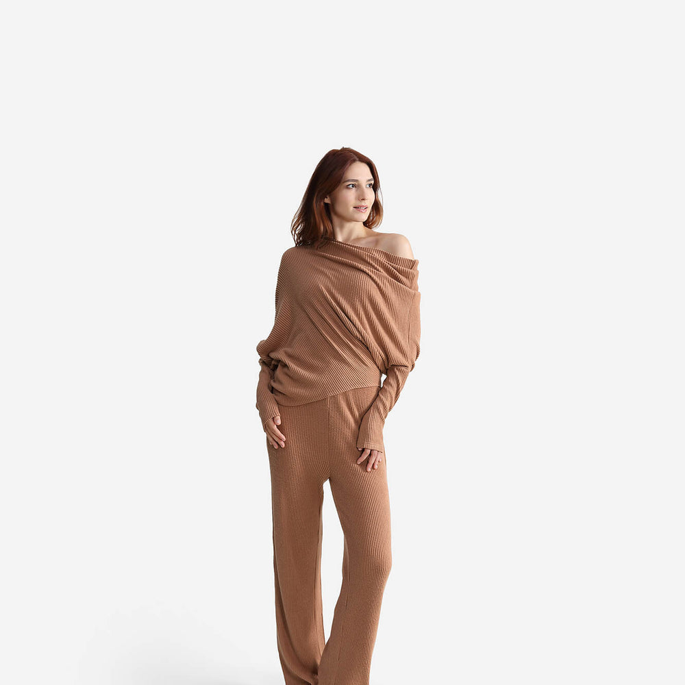 Cloud Knit Asymmetrical Long Sleeve Top
