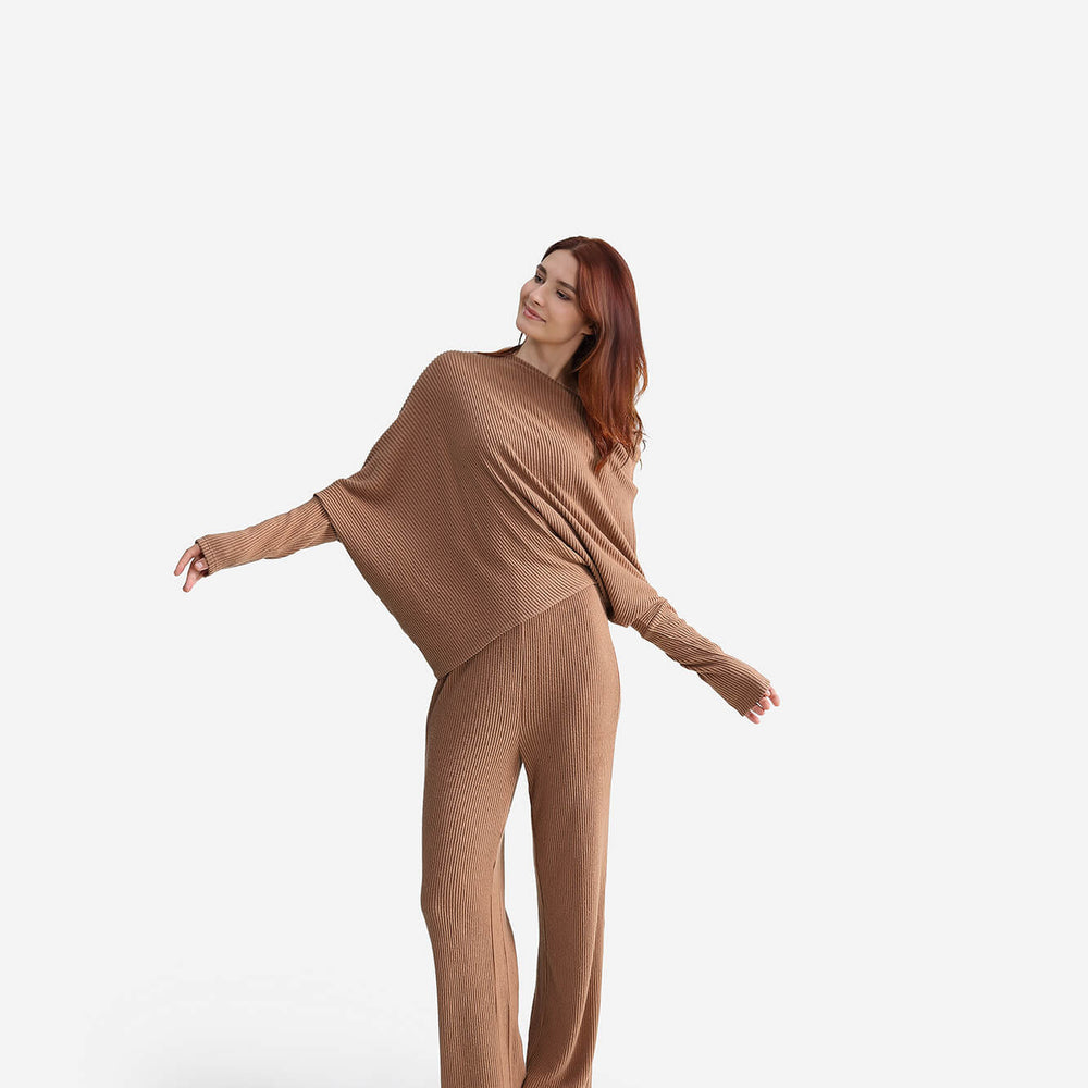 Cloud Knit Asymmetrical Long Sleeve Top