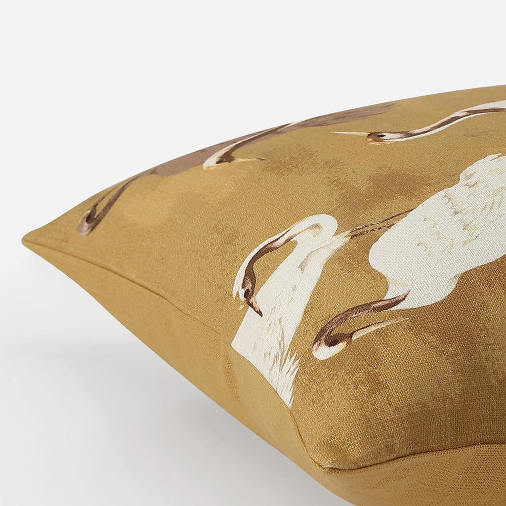 Golden Crane Throw Pillow