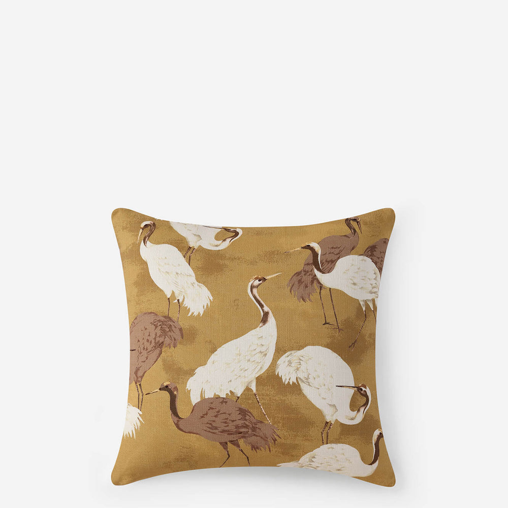 Golden Crane Throw Pillow
