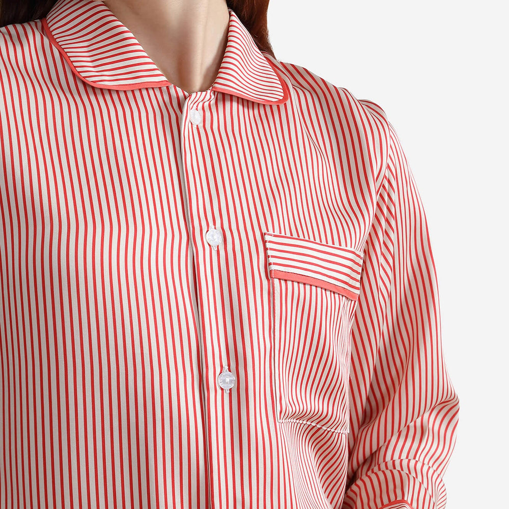 Silky Lyocell Long Striped Pajama Set