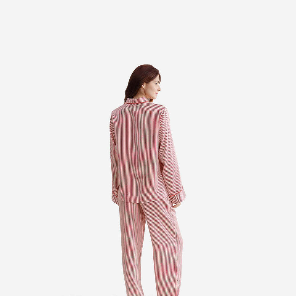 Silky Lyocell Long Striped Pajama Set