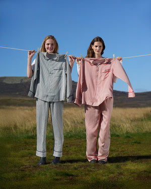 Silky Lyocell Long Striped Pajama Set