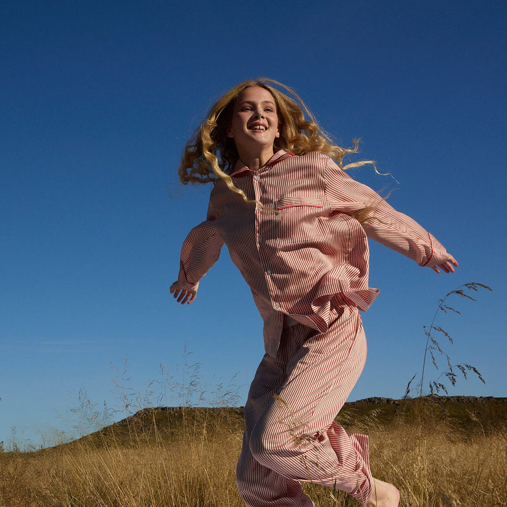 Silky Lyocell Long Striped Pajama Set