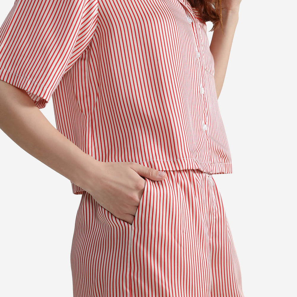 Silky Lyocell Short Striped Pajama Set