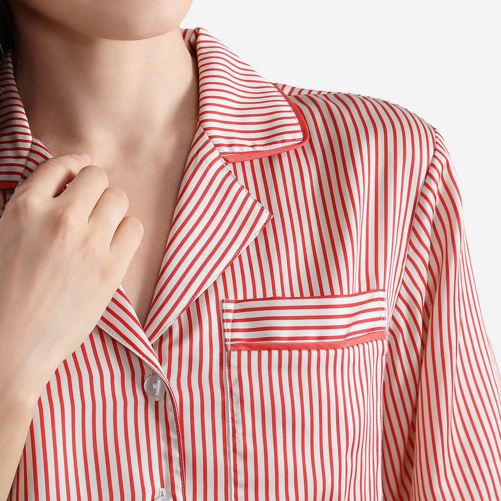 Silky Lyocell Short Striped Pajama Set