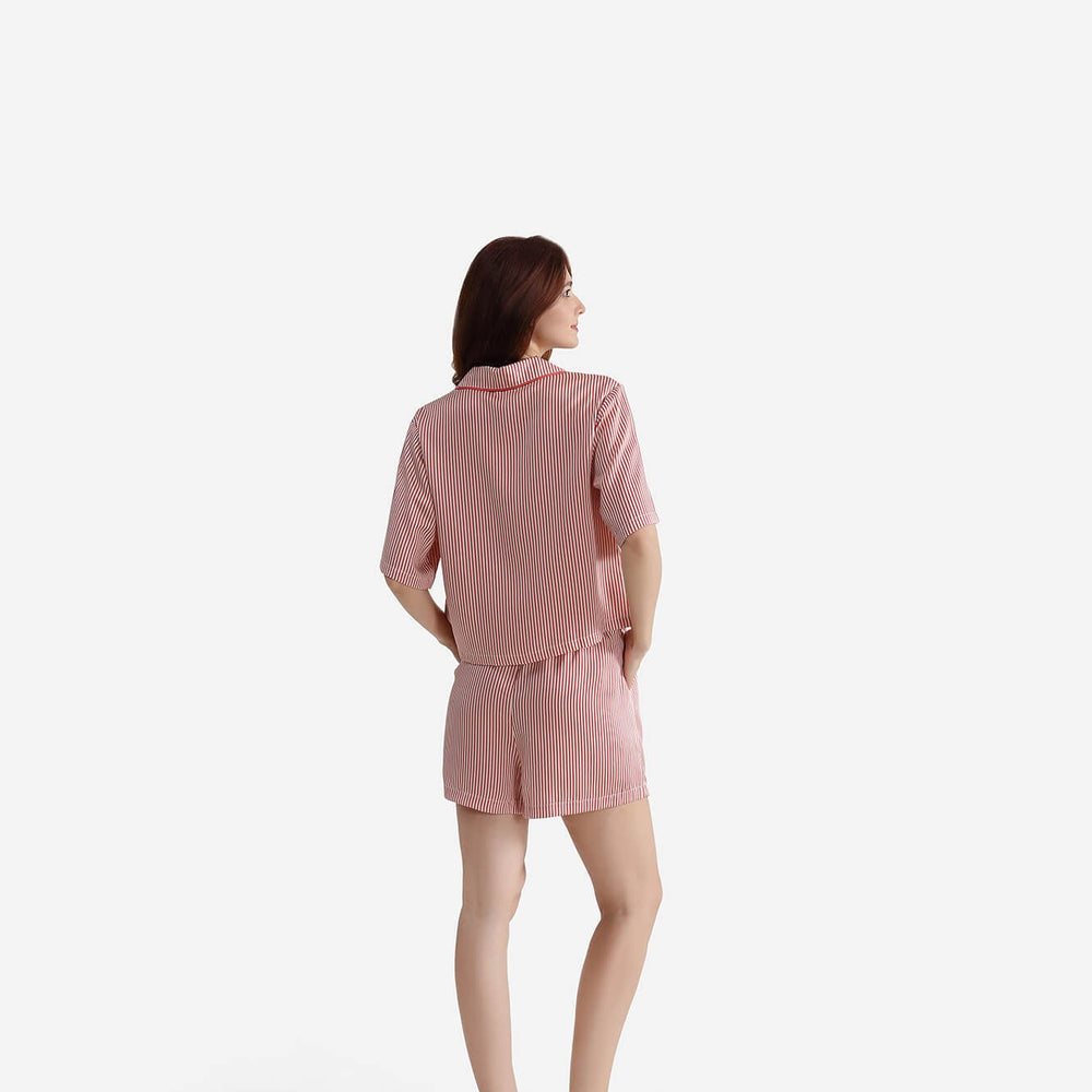 Silky Lyocell Short Striped Pajama Set