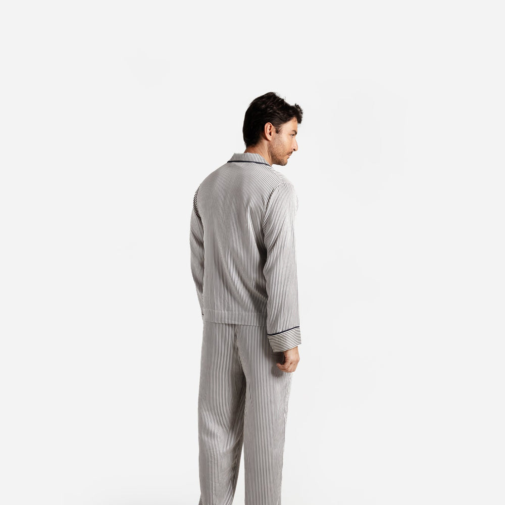 Silky Lyocell Long Striped Pajama Set
