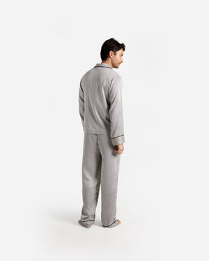 Silky Lyocell Long Striped Pajama Set