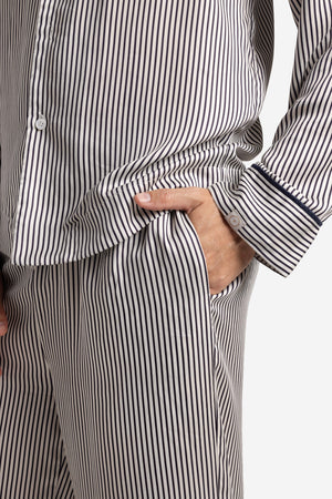 Silky Lyocell Long Striped Pajama Set