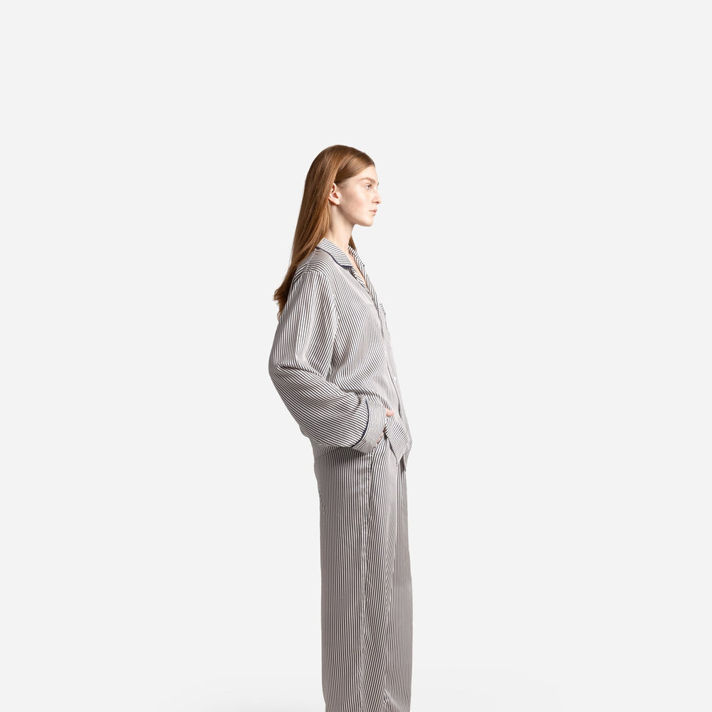 Silky Lyocell Long Striped Pajama Set