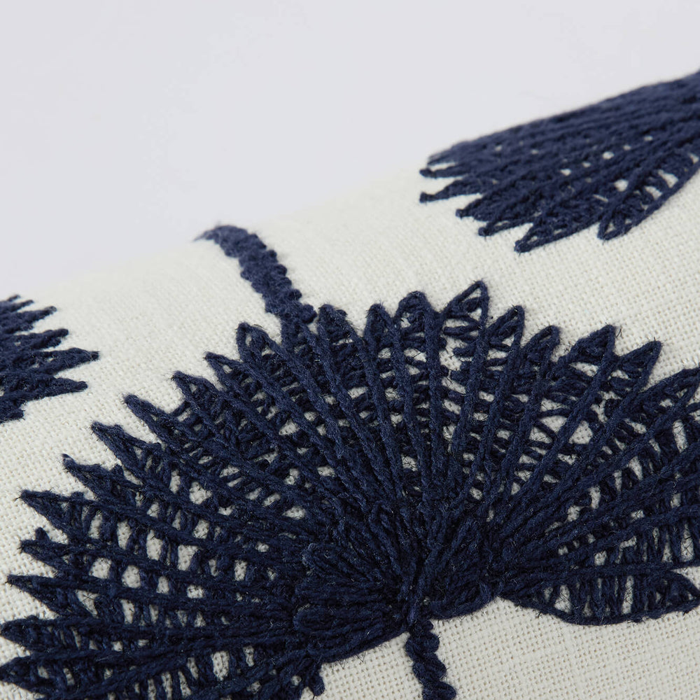 Palm Leaf Embroidered Bolster Pillow