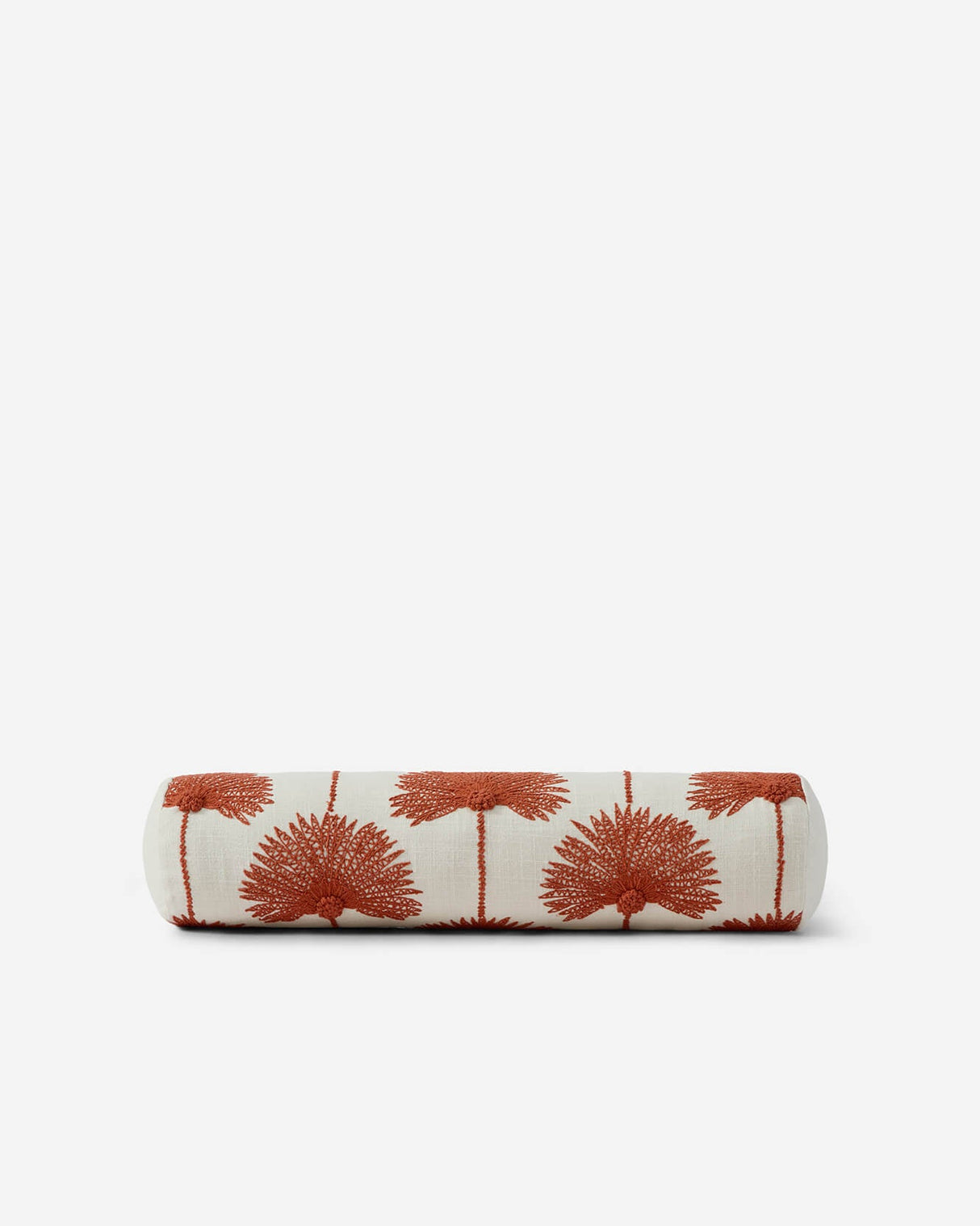 Palm Leaf Embroidered Bolster Pillow