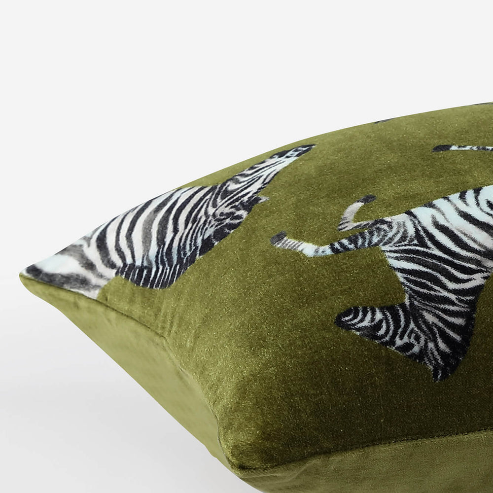 Velvet Watercolor Zebra Small Lumbar Pillow