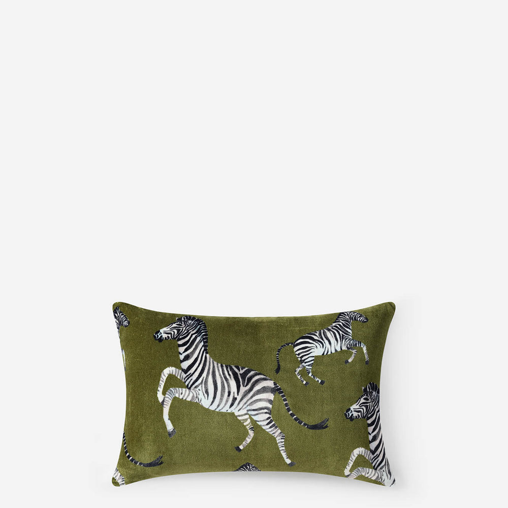 Velvet Watercolor Zebra Small Lumbar Pillow