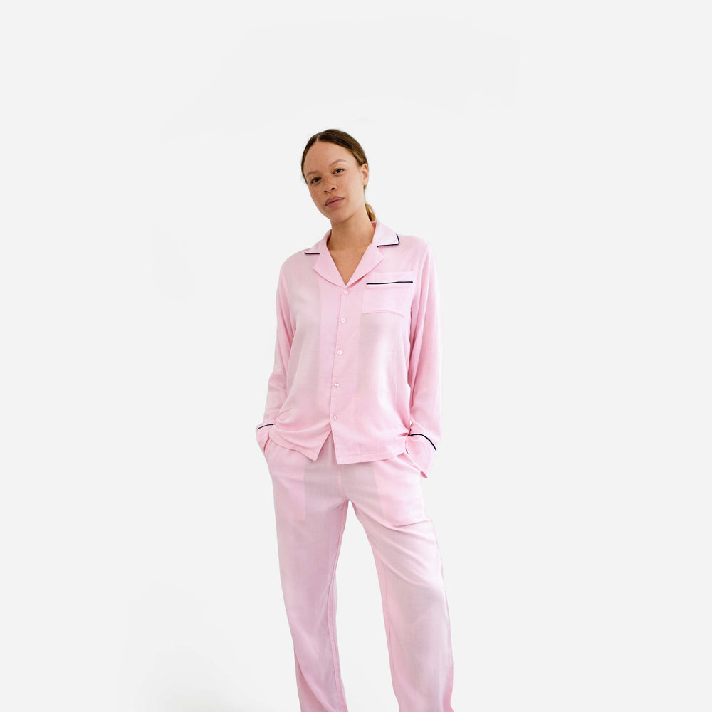 Woven Cotton Long Pajama Set