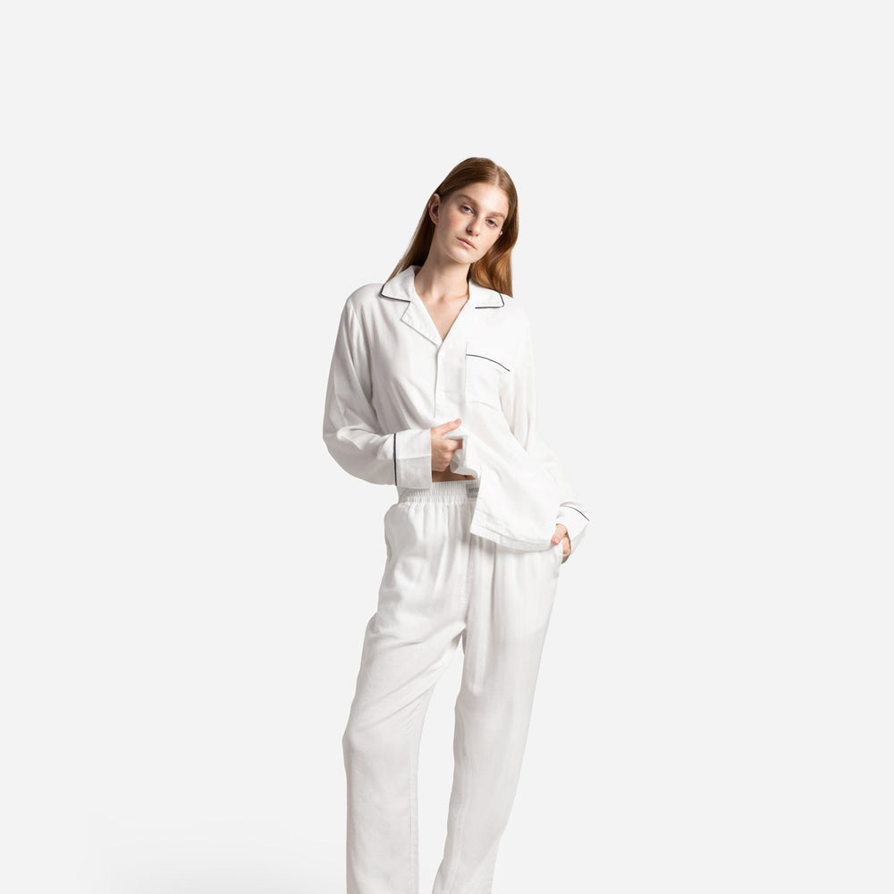Woven Cotton Long Pajama Set