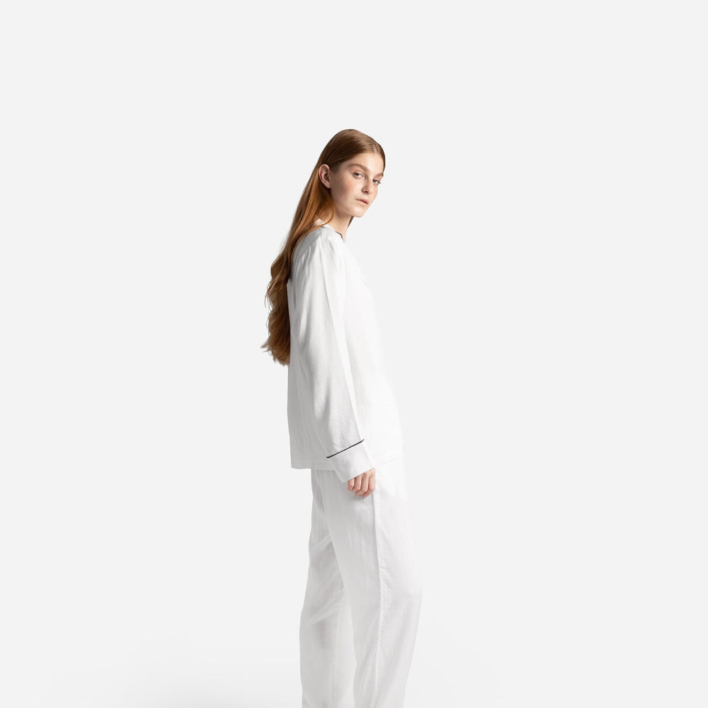 Woven Cotton Long Pajama Set
