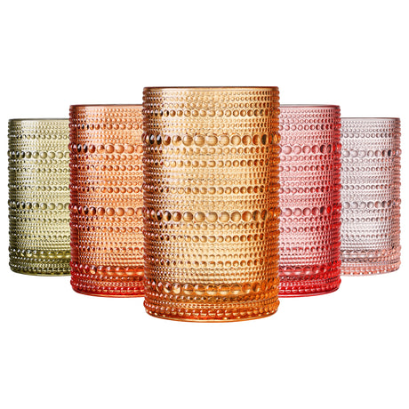 Fortuna Hobnail Highball Glassware, Set of 5