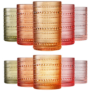 Fortuna Hobnail Lowball & Highball Glassware, Set of 10