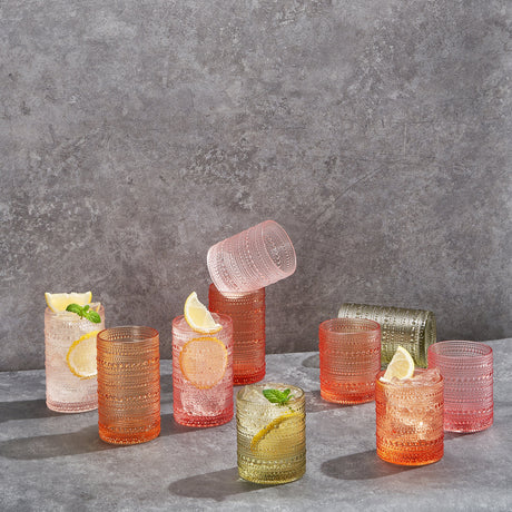 Fortuna Hobnail Lowball Glassware, Set of 5