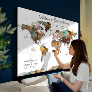 Customizable Framed World Map Canvas Print – Personalized