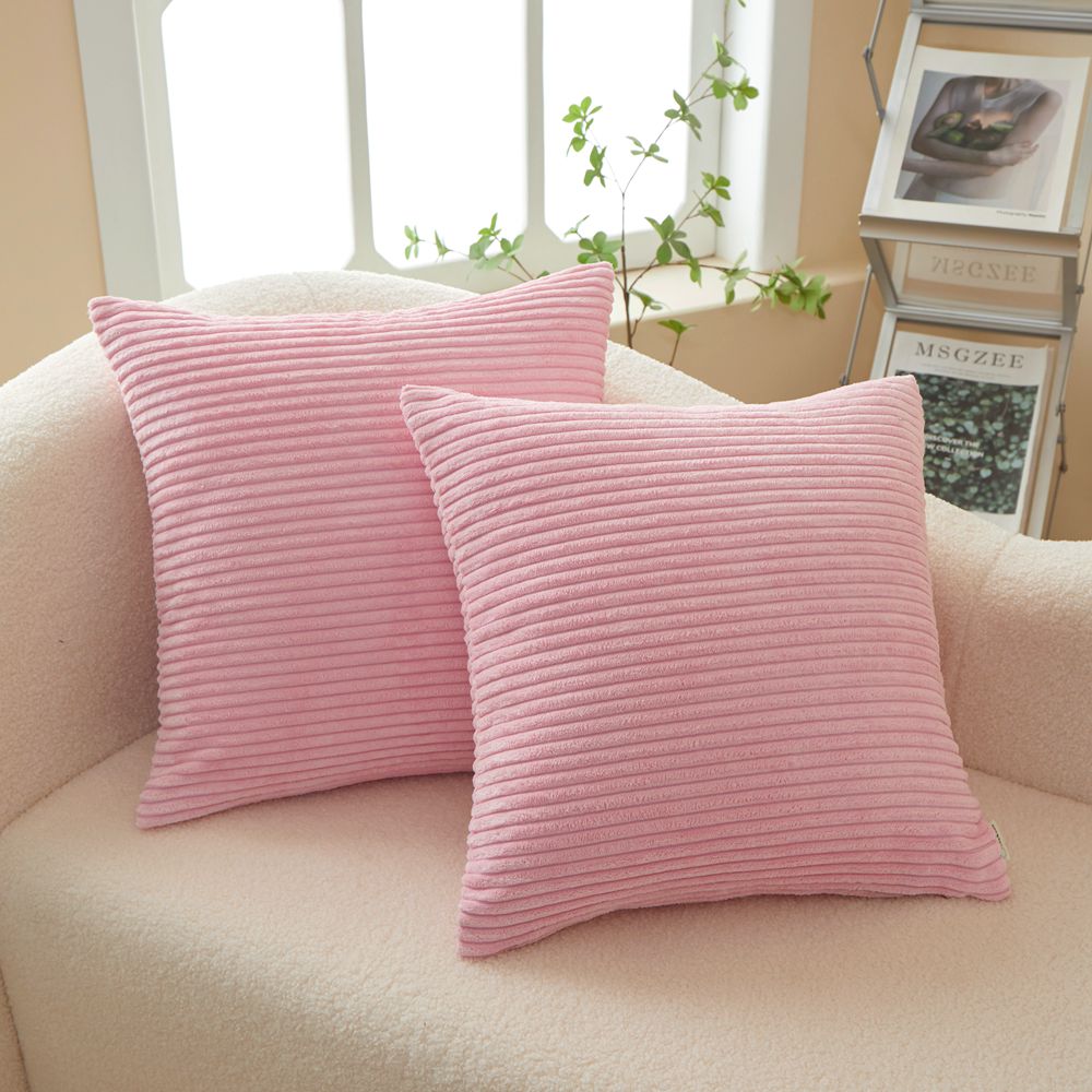 Set of 2  Stripe Throw Pillow (With 450g Inserts) 7 colors options size 18"x18"