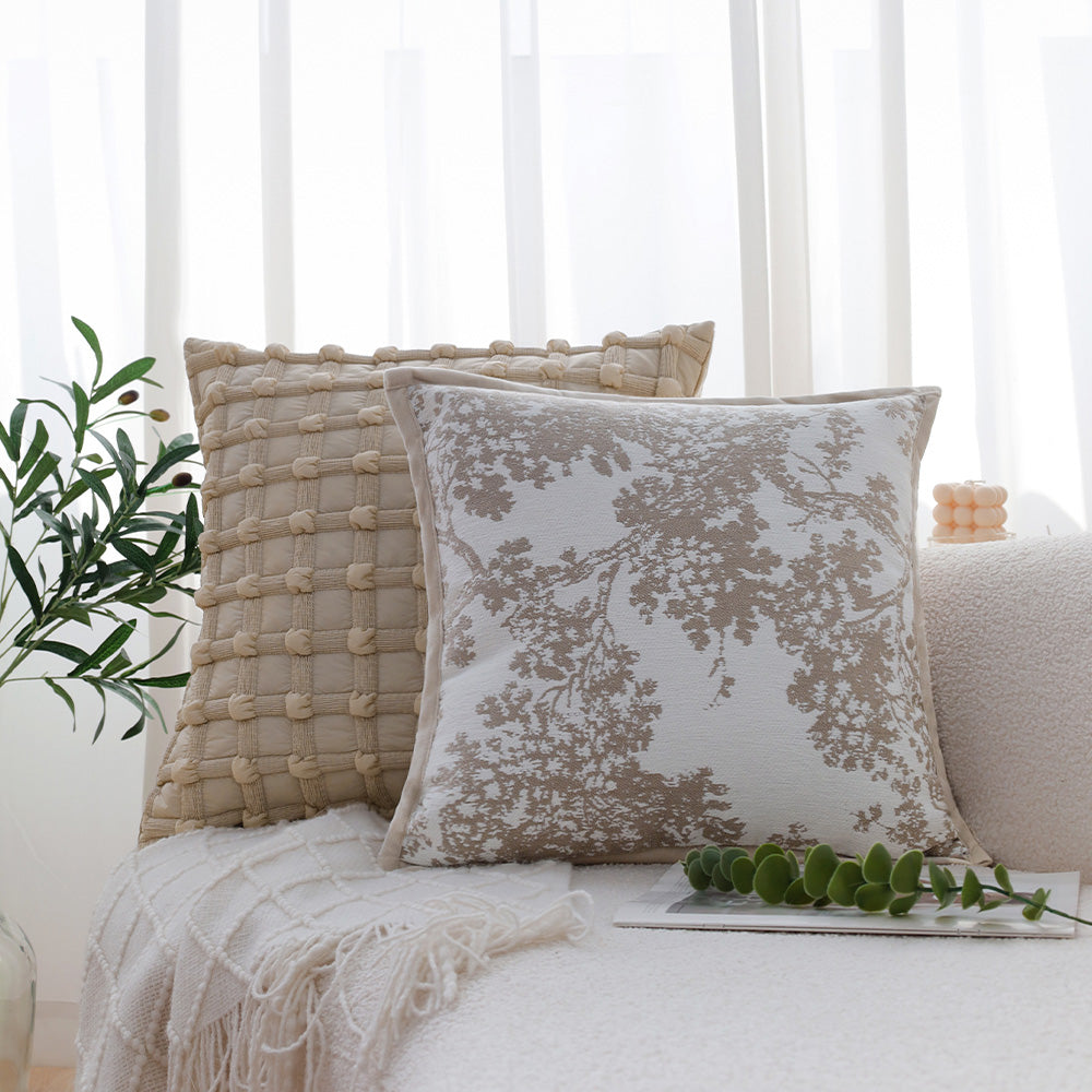 textured embroidery, subtle floral throw pillow covers Pack of 2of 18"x18"