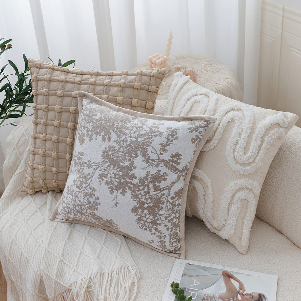 textured embroidery, subtle floral throw pillow covers Pack of 2of 18"x18"