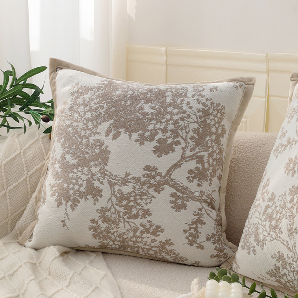 textured embroidery, subtle floral throw pillows Pack of 1 of 18"x18" with 450g insert