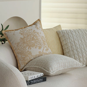 textured embroidery, subtle floral throw pillows Pack of 1 of 18"x18" with 450g insert