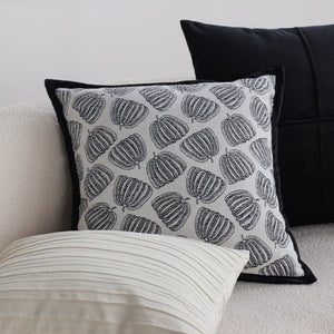 18"x18" Square Throw Pillow | Botanical Fruit Pattern | Soft Cotton Blend | 2 Insert Options | Neutral Colors