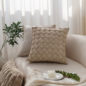 Textured serenity collection - modern plush throw pillow with tufted, striped, and quilted patterns Pack of 1