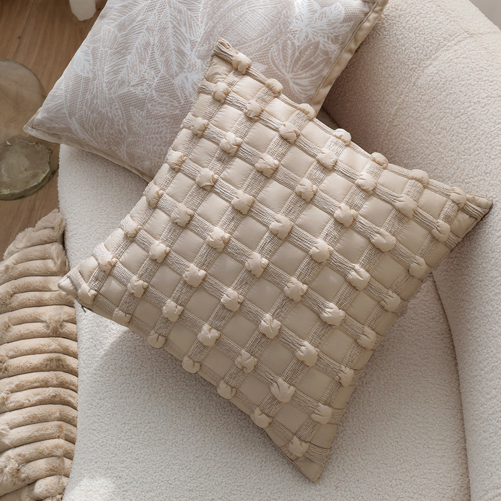 Set of 2 With Inserts Textured Serenity Collection - Modern Plush Throw Pillows in Sage Green and Ivory with Tufted, Striped, and Quilted Patterns