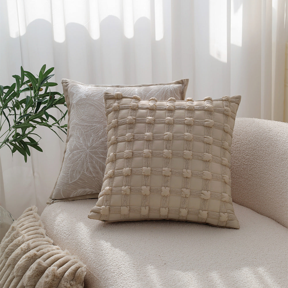 Textured serenity collection - modern plush throw pillow with tufted, striped, and quilted patterns Pack of 1