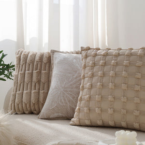 Set of 2 textured serenity collection - modern plush throw pillows with tufted, striped, and quilted patterns