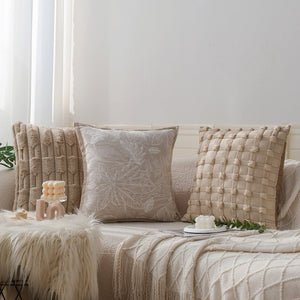 Set of 2 textured serenity collection - modern plush throw pillows with tufted, striped, and quilted patterns