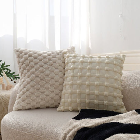 18"x18" Square Throw Pillow | Textured Woven Jacquard Design | Soft Polyester Cushion Cover | 2 Insert Options | Available in Neutral & Bold Colors