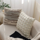 Set of 2 With Inserts Textured Serenity Collection - Modern Plush Throw Pillows in Sage Green and Ivory with Tufted, Striped, and Quilted Patterns