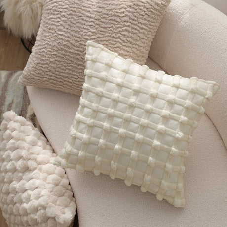 Set of 2 With Inserts Textured Serenity Collection - Modern Plush Throw Pillows in Sage Green and Ivory with Tufted, Striped, and Quilted Patterns